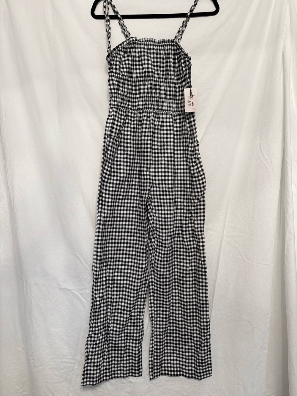 Sincerely Jules Black & White Gingham Wide-Leg Jumpsuit